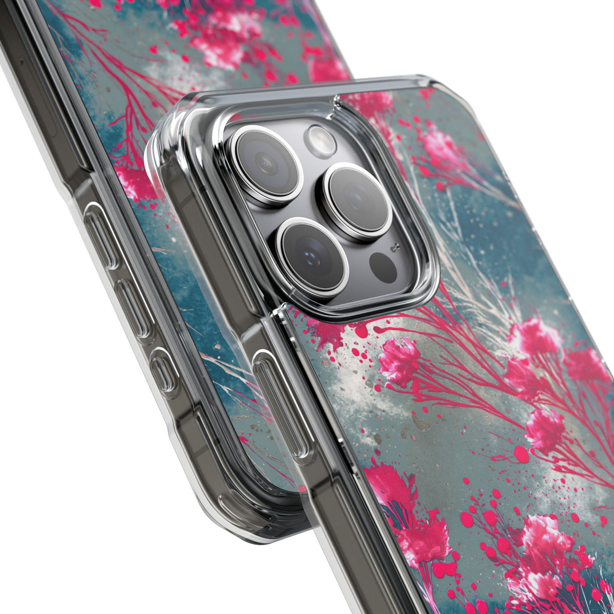 Cyber Blossom · Clear Impact Magnetic Phone Case for iPhone · Teal