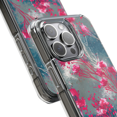 Cyber Blossom · Clear Impact Magnetic Phone Case for iPhone · Teal