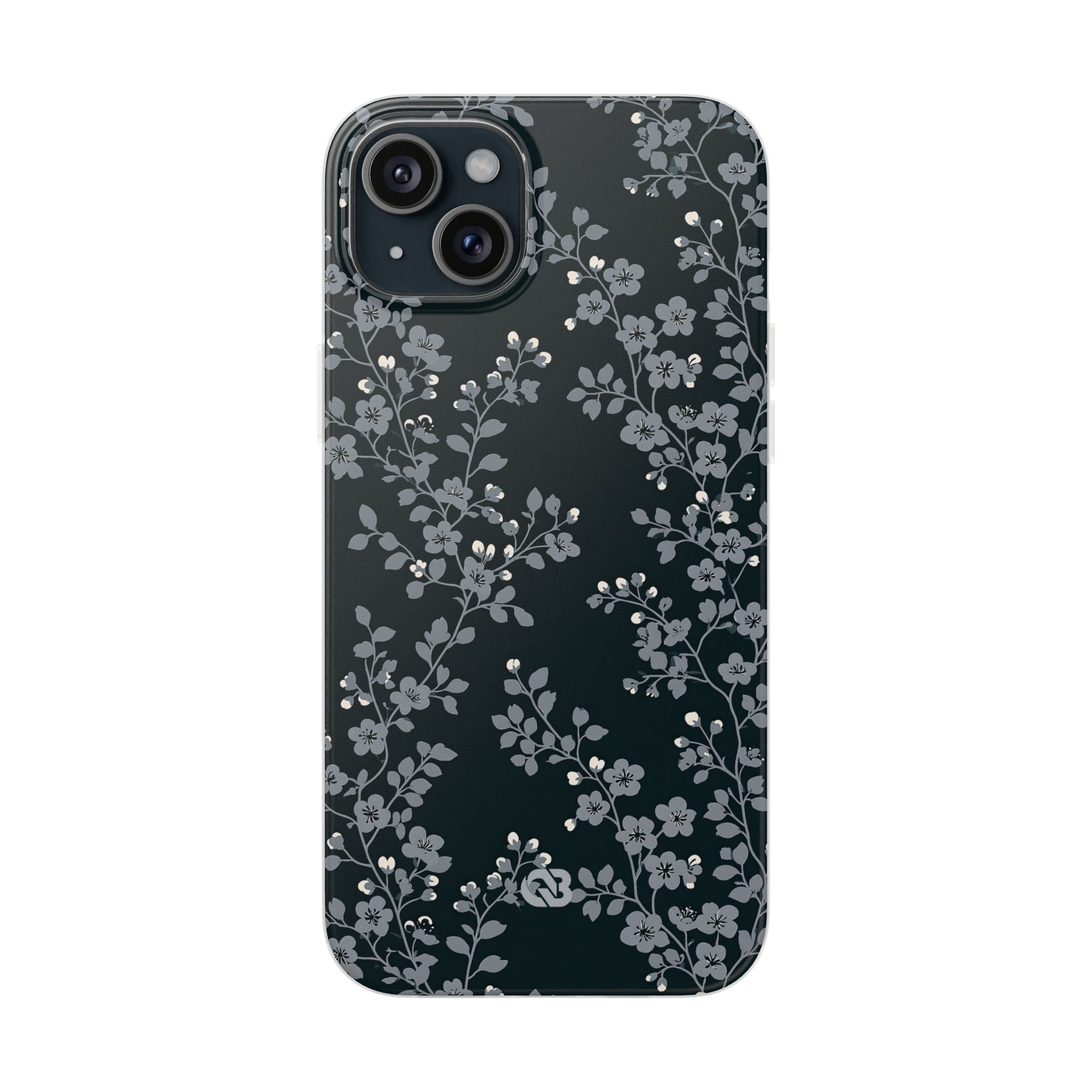 Black Lite Phone Case for iPhone - Midnight Slate Blossom