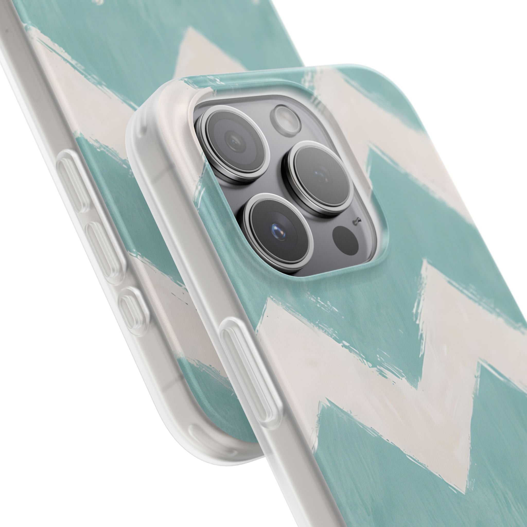 Teal Painted Chevron · Soft Phone Case for iPhone
