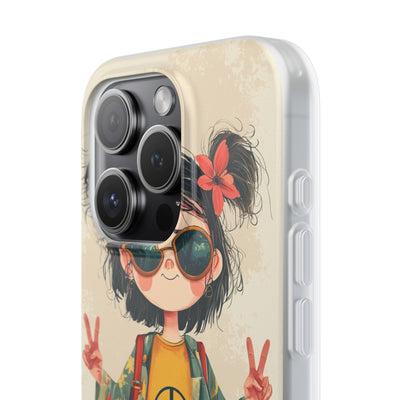 Retro Peace Girl · Soft Phone Case for iPhone