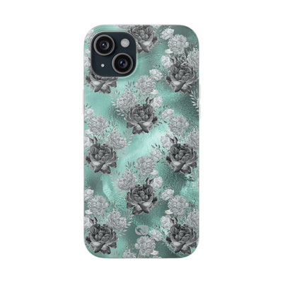Frost Mint Floral · Soft Handyhülle für iPhone
