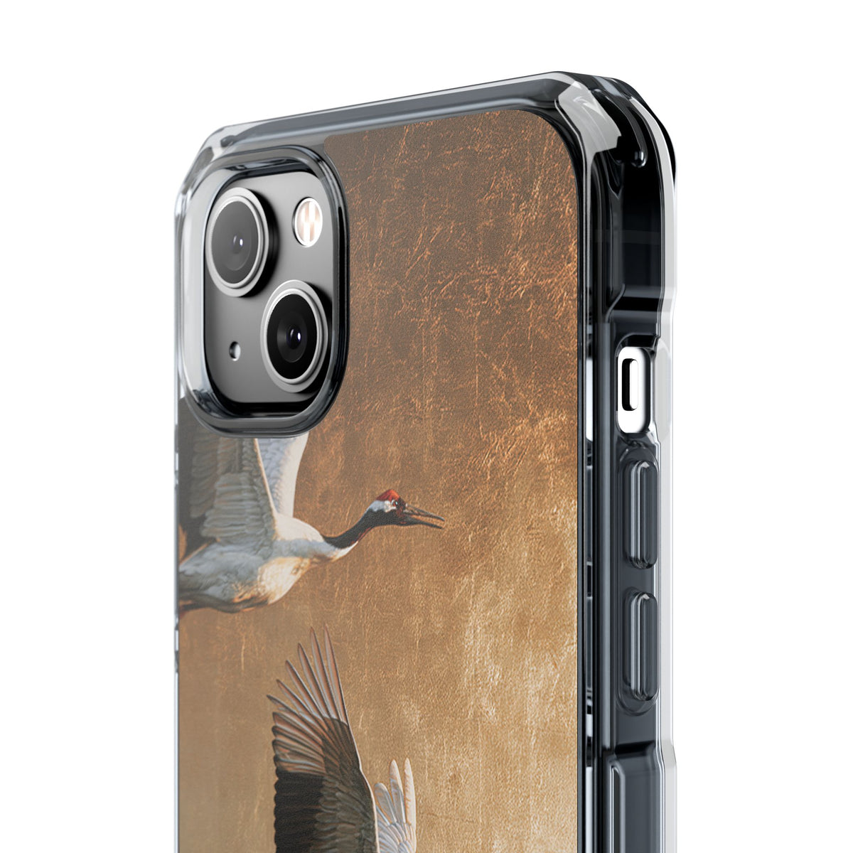 Golden Crane Flight · Clear Impact Magnetic Phone Case for iPhone · Gold