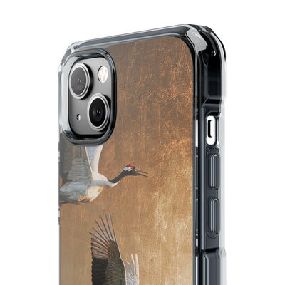 Golden Crane Flight · Clear Impact Magnetic Phone Case for iPhone · Gold