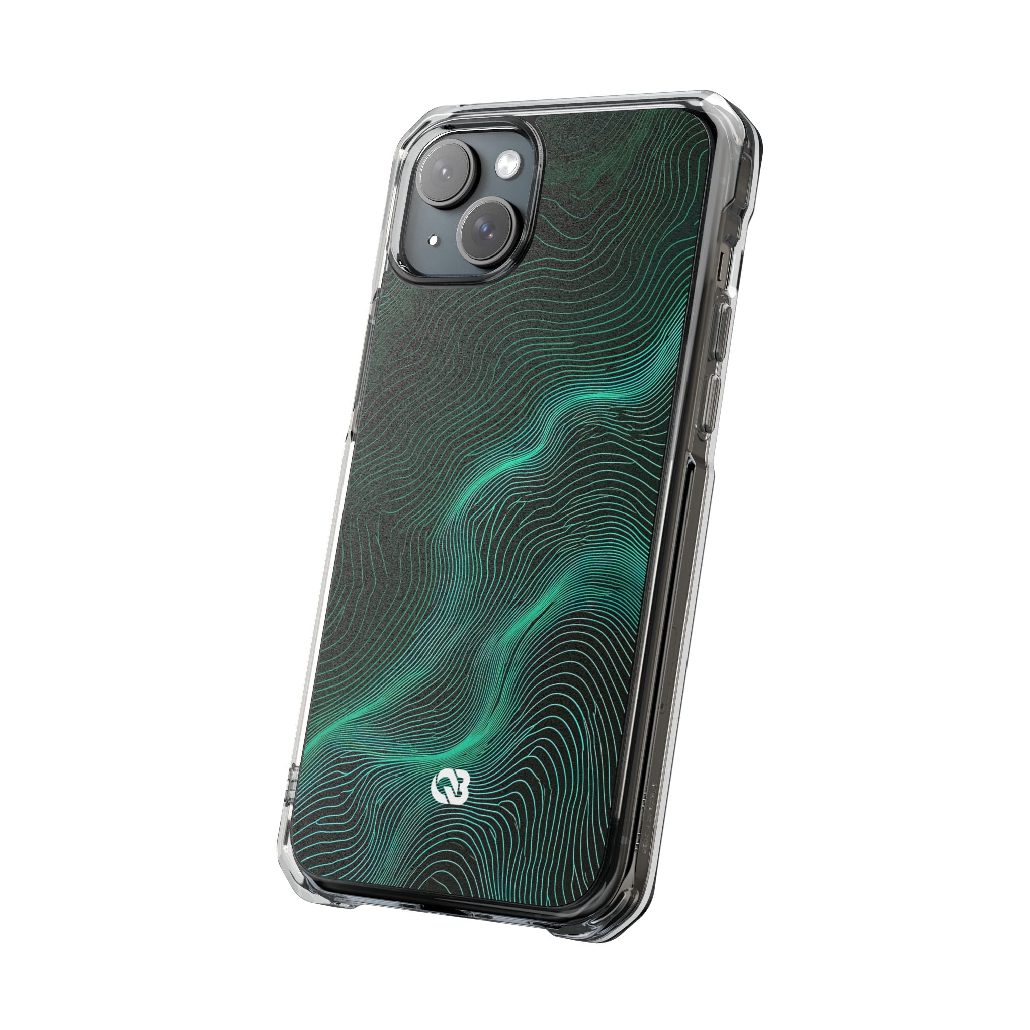 Teal Impact MagSafe Phone Case for iPhone - Neon Jade Contour