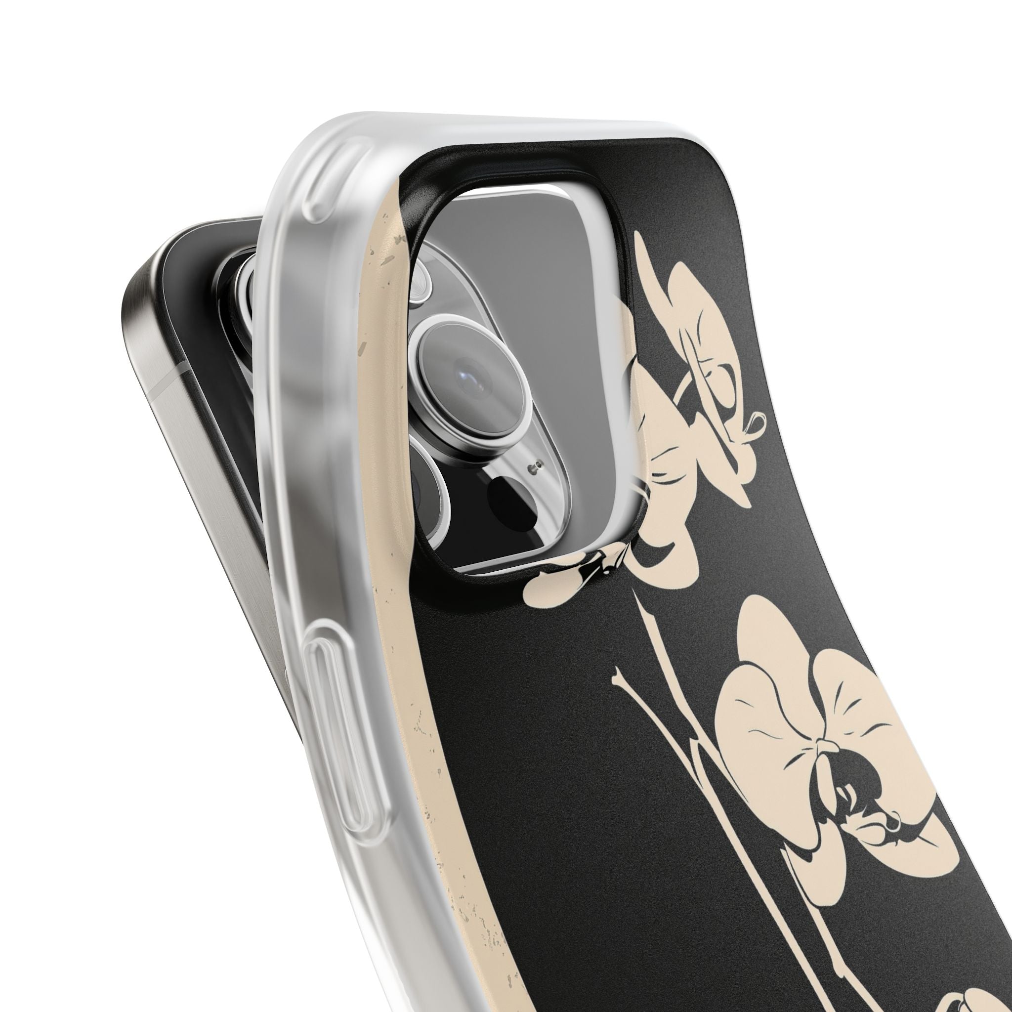 Black Lite Phone Case for iPhone - Obsidian Bone Orchid