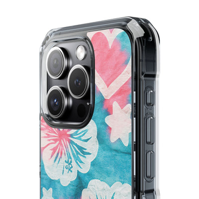Tropical Hibiscus Bloom · Clear Impact Magnetic Phone Case for iPhone · Teal