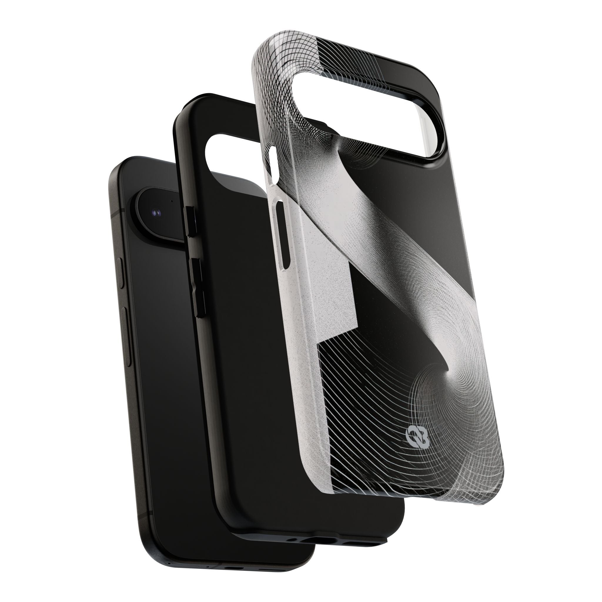 Grey Tough Phone Case for Google Pixel - Obsidian Moiré Wave