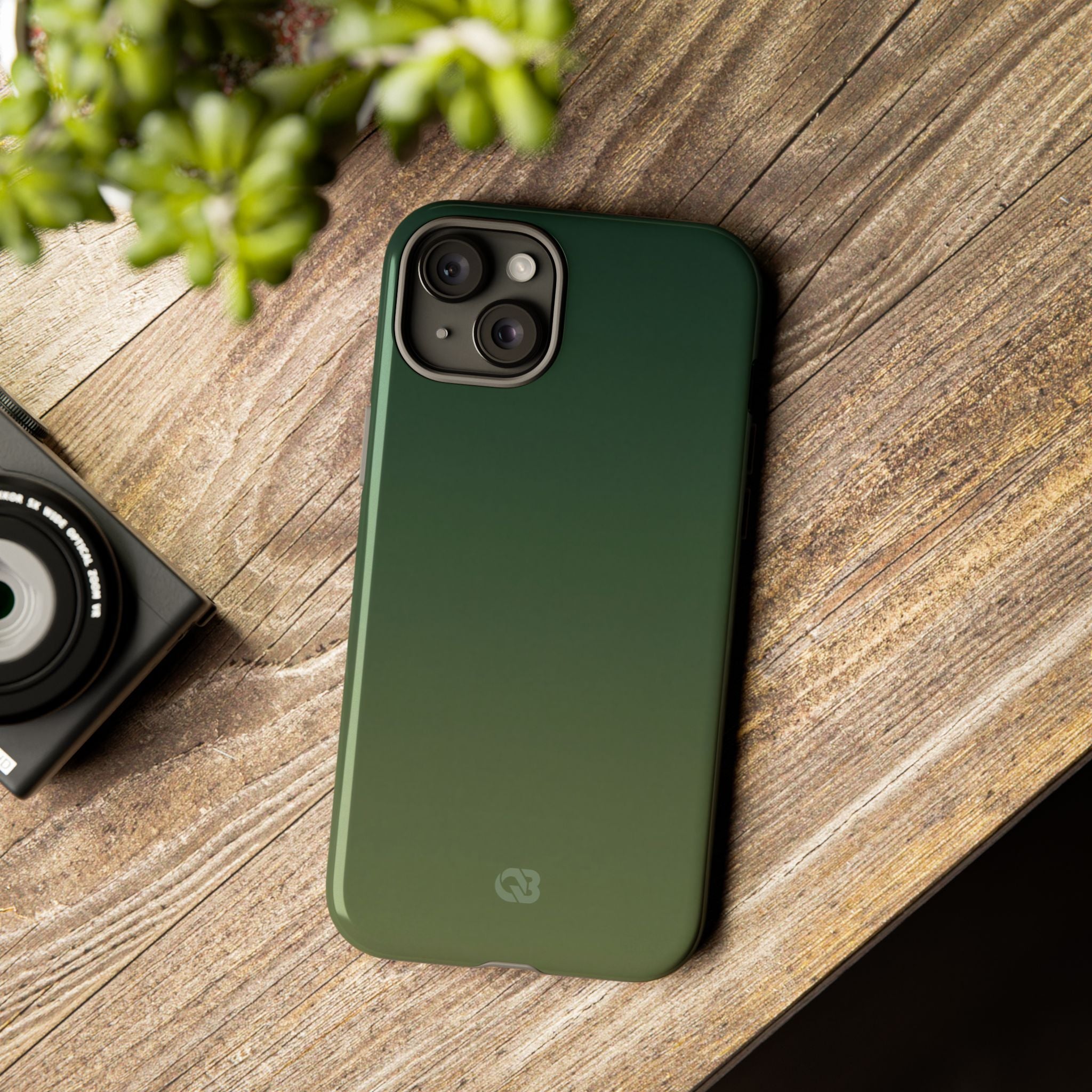 Green Tough Phone Case for iPhone - Shadow Moss Grain