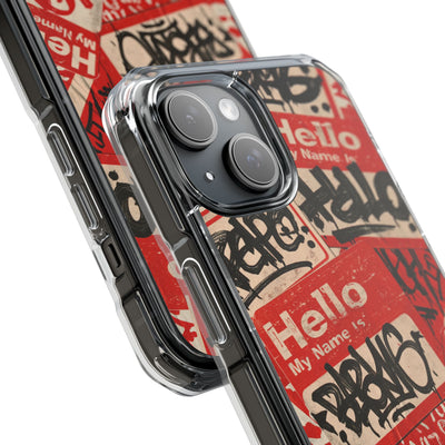 Slap Tag Collage · Clear Impact Magnetic Phone Case for iPhone · Red