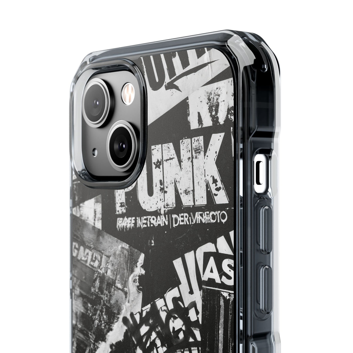 Underground Punk Collage · Clear Impact Magnetic Phone Case for iPhone · Black