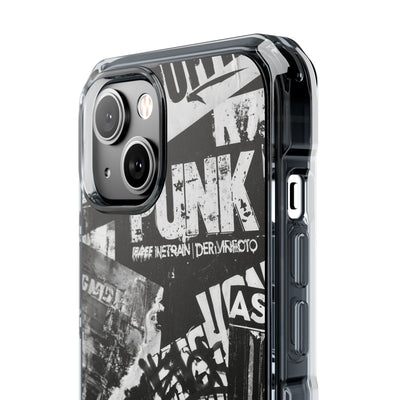 Underground Punk Collage · Clear Impact Magnetic Phone Case for iPhone · Black