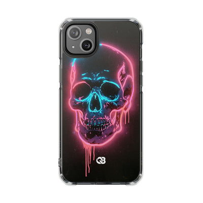 Neon Drip Skull · Clear Impact Magnetic Phone Case for iPhone · Black