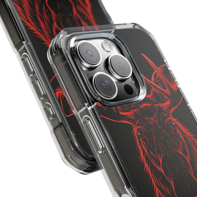 Nordic Moose Contour · Clear Impact Magnetic Phone Case for iPhone ·  Red