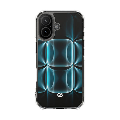 Cyan Core Matrix · Clear Impact Magnetic Phone Case for iPhone · Blue