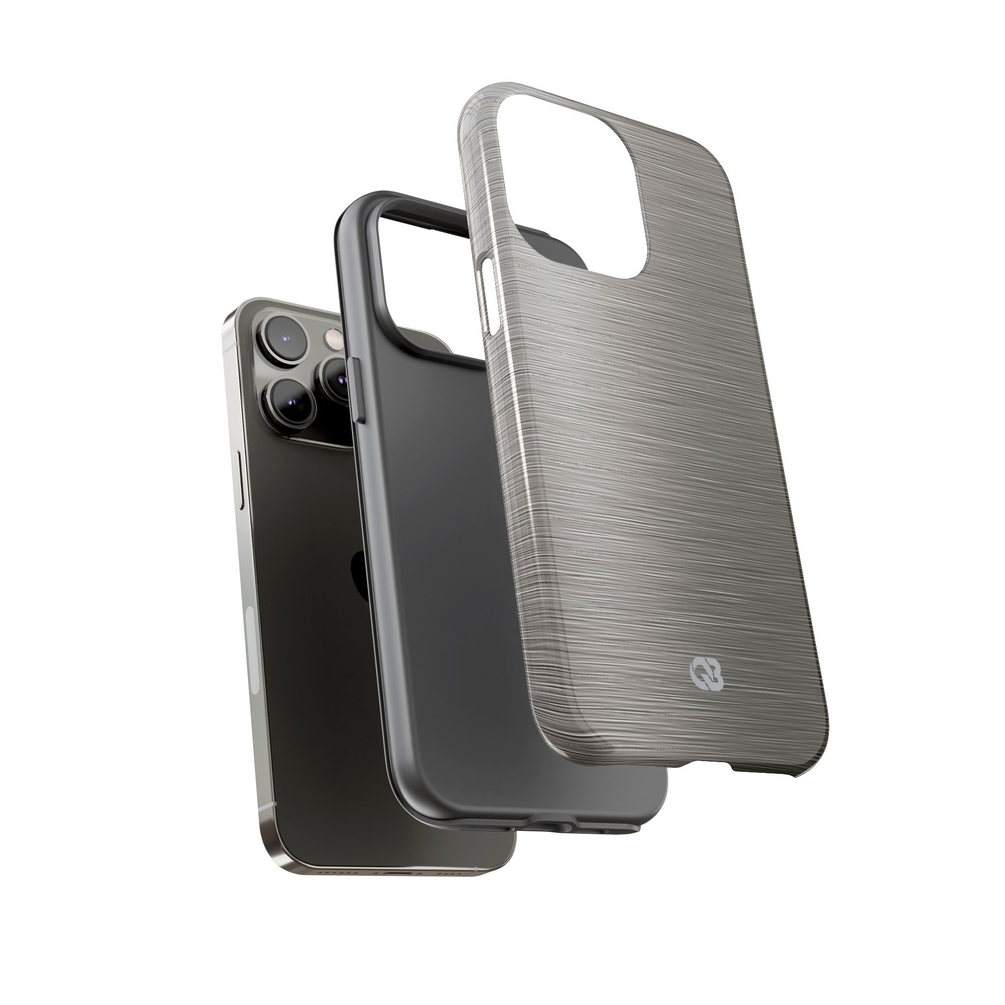 Grey Tough Phone Case for iPhone - Brushed Industrial Steel