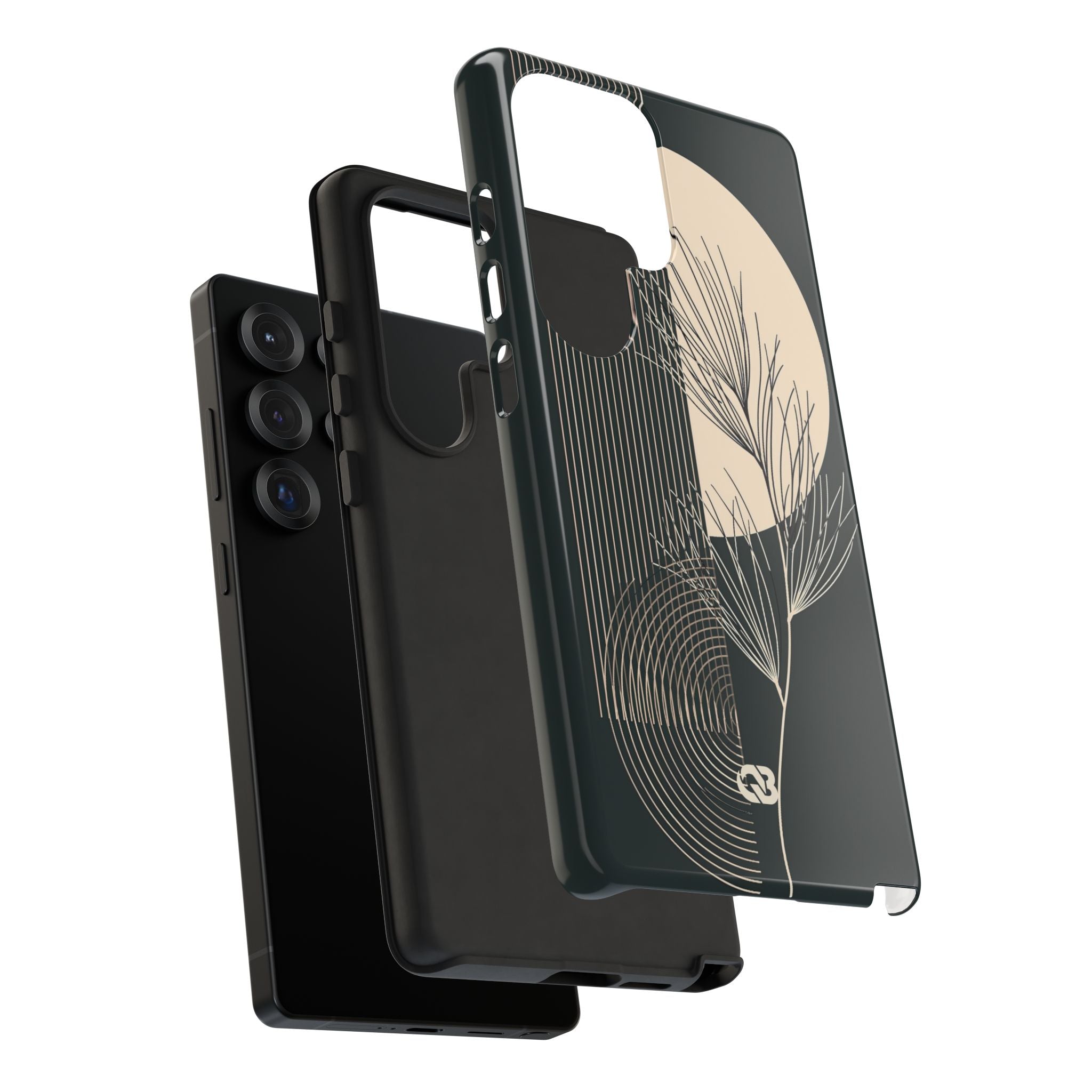 Black Tough Phone Case for Samsung - Obsidian Sand Willow