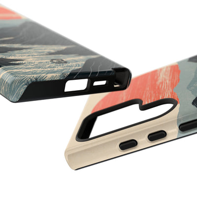 Beige Tough Phone Case for Samsung - Crimson Ridge Flow