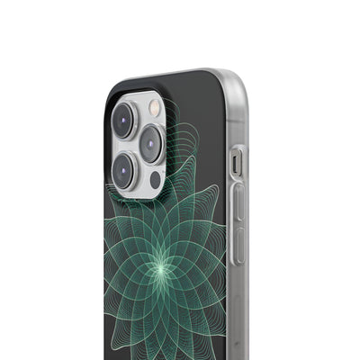 Green Lite Phone Case for iPhone - Cyan Signal Bloom