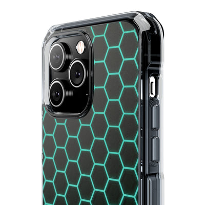 Neon Hex Spectrum · Clear Impact Magnetic Phone Case for iPhone · Teal