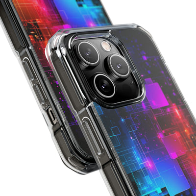Spectral Circuit Grid · Clear Impact Magnetic Phone Case for iPhone · Black