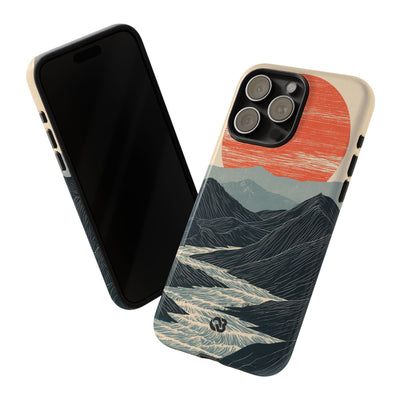 Beige Tough Phone Case for iPhone - Crimson Ridge Flow