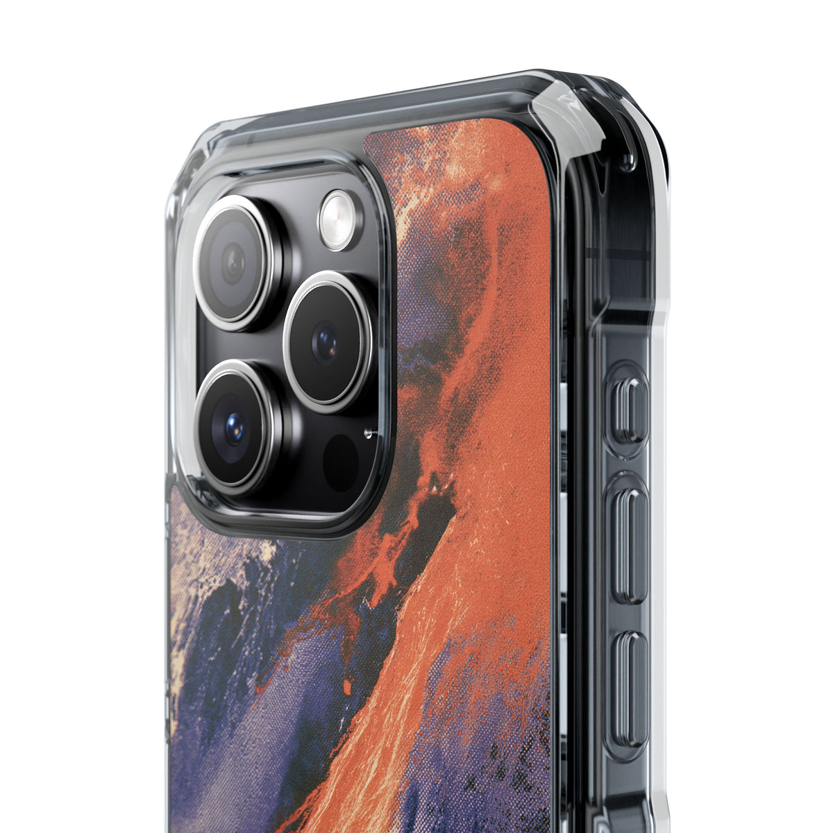 Solar Aura Drift · Clear Impact Magnetic Phone Case for iPhone · Orange