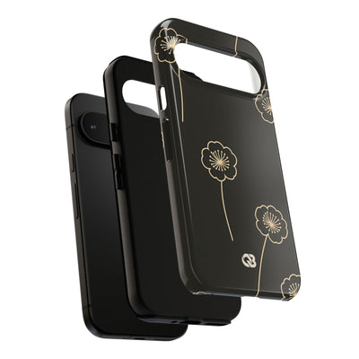 Black Tough Phone Case for Google Pixel - Obsidian Sand Petals