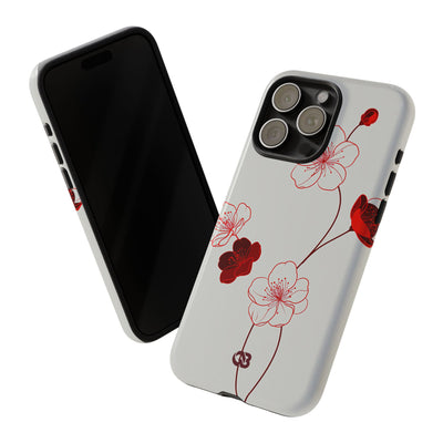 Red Tough Phone Case for iPhone - Kyoto Ember Bloom