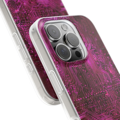 Magenta Circuit Trace · Lite Phone Case for iPhone ·  Pink