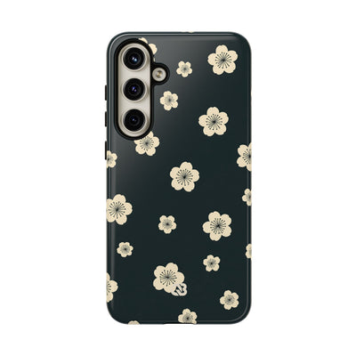 Teal Tough Phone Case for Samsung - Obsidian Cream Petals