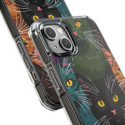 Teal Cat Grid iPhone 14 Plus Case - Impact
