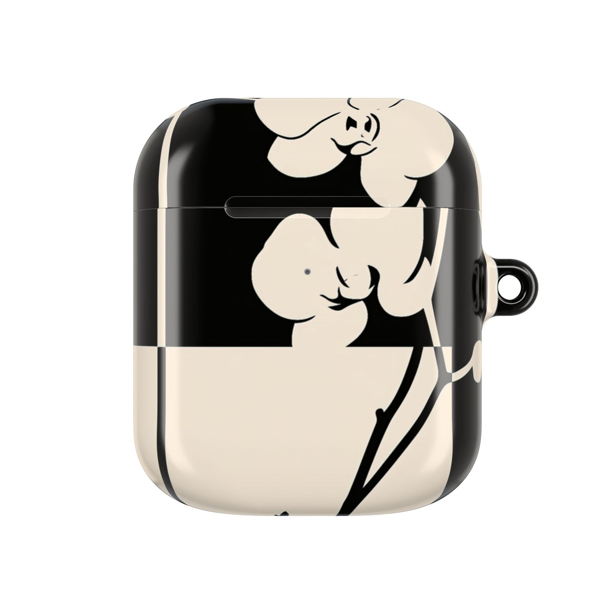 Geometric Orchid Bloom · Hard Case for AirPods & AirPods Pro · Black