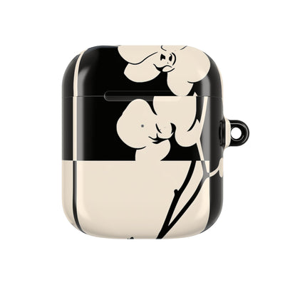 Geometric Orchid Bloom · Hard Case for AirPods & AirPods Pro · Black