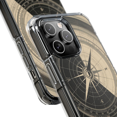 Beige Impact MagSafe Phone Case for iPhone - Obsidian Nautical Blueprint