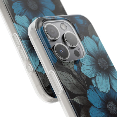 Obsidian Blue Petals · Soft Phone Case for iPhone