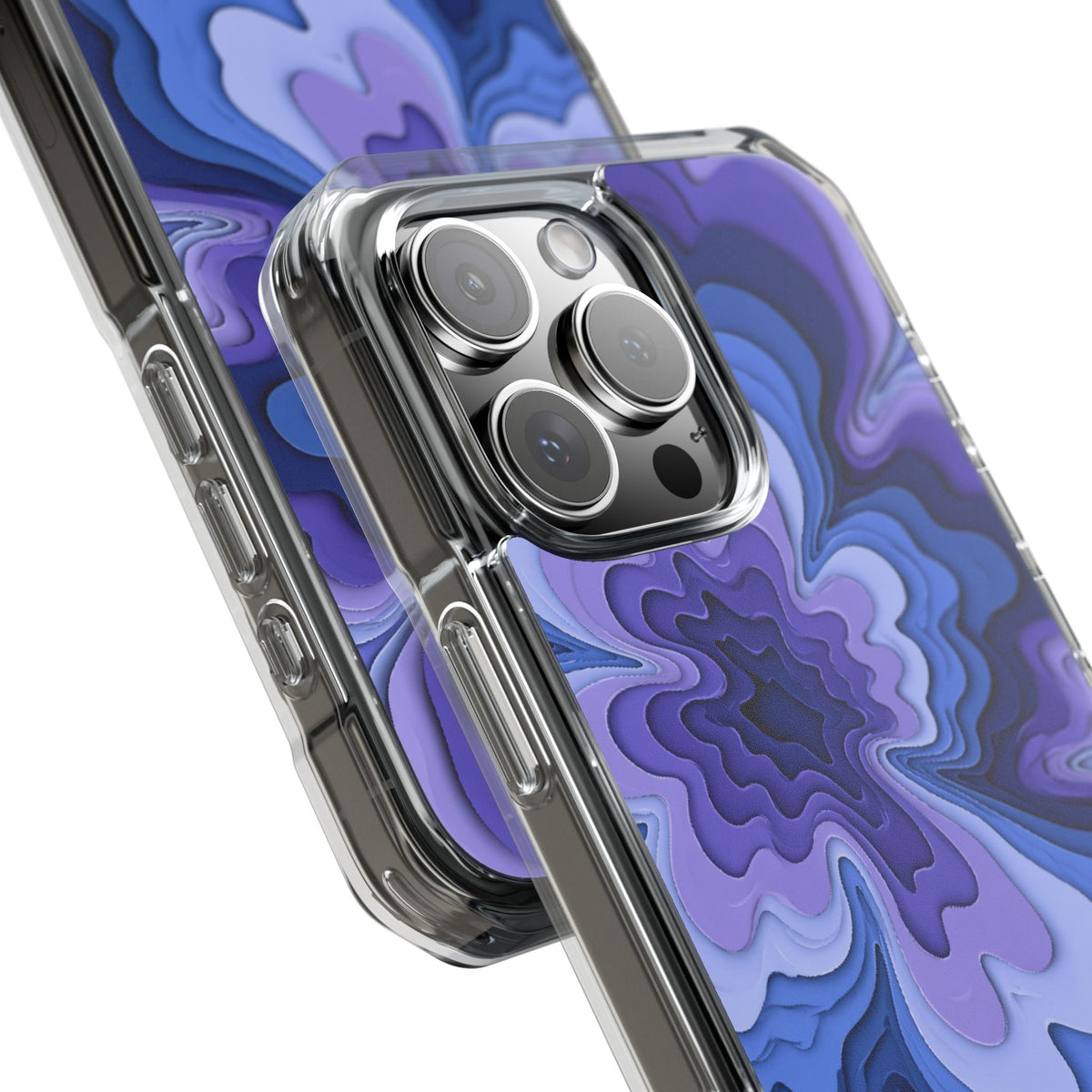 Periwinkle Strata Bloom · Clear Impact Magnetic Phone Case for iPhone · Purple