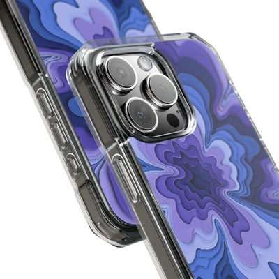 Periwinkle Strata Bloom · Clear Impact Magnetic Phone Case for iPhone · Purple