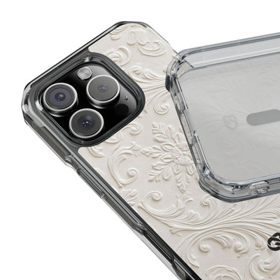 Ivory Baroque Relief · Clear Impact Magnetic Phone Case for iPhone ·  White