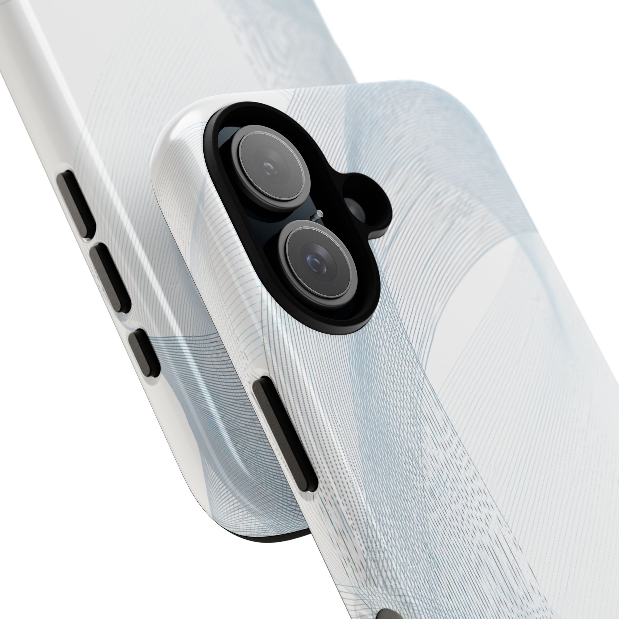White Tough Phone Case for iPhone - Arctic Line Current
