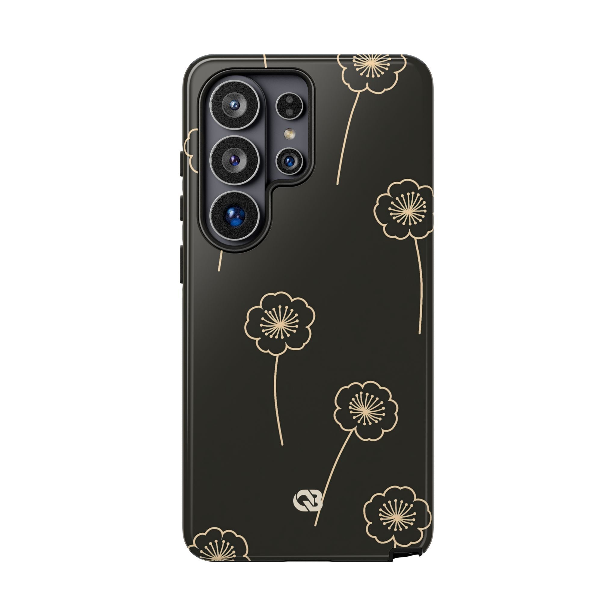 Black Tough Phone Case for Samsung - Obsidian Sand Petals