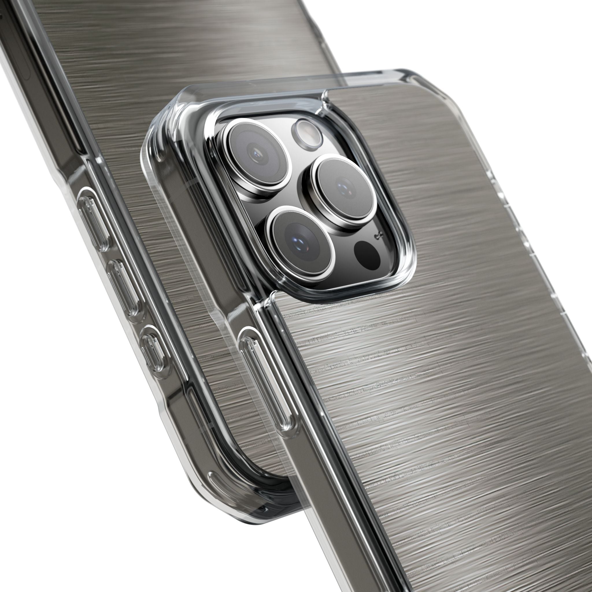 Grey Impact MagSafe Phone Case for iPhone - Brushed Industrial Steel