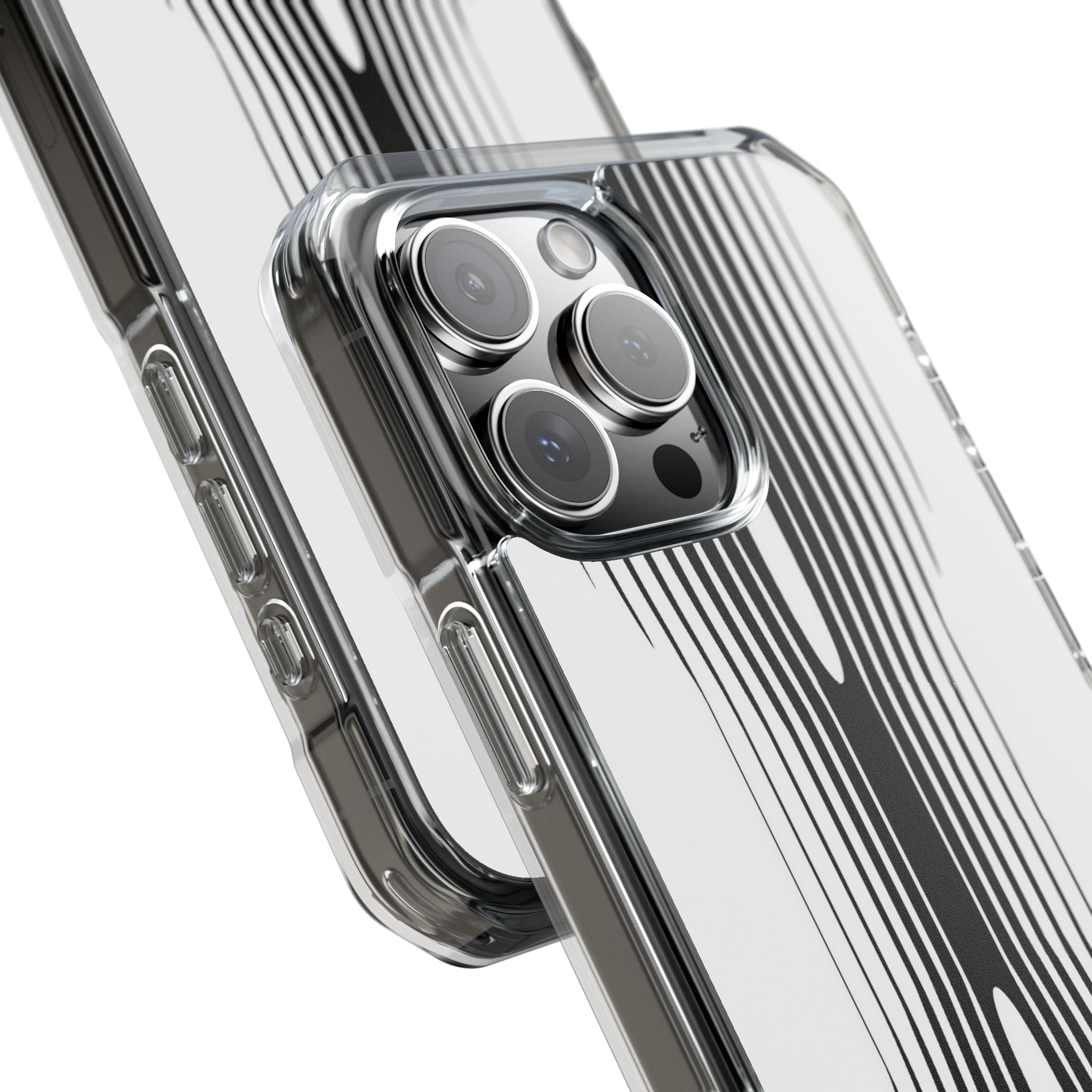 White Impact MagSafe Phone Case for iPhone - Kinetic Mono Distortion