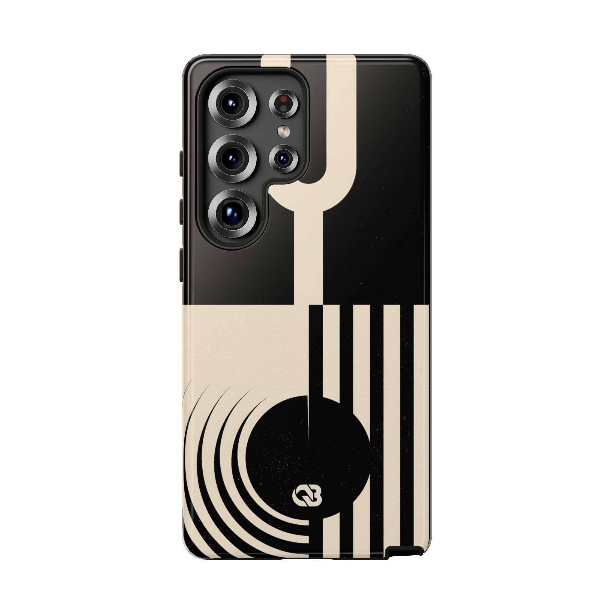 Black Tough Phone Case for Samsung - Ivory Signal Grid