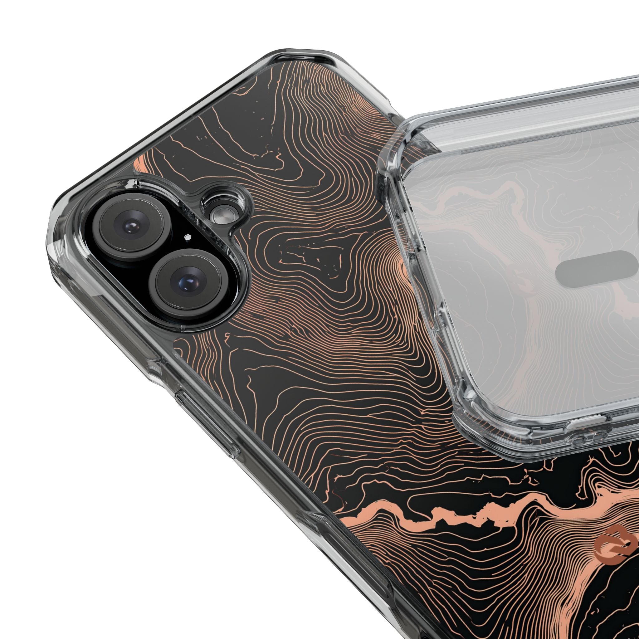 Orange Impact MagSafe Phone Case for iPhone - Salmon Ridge Topo