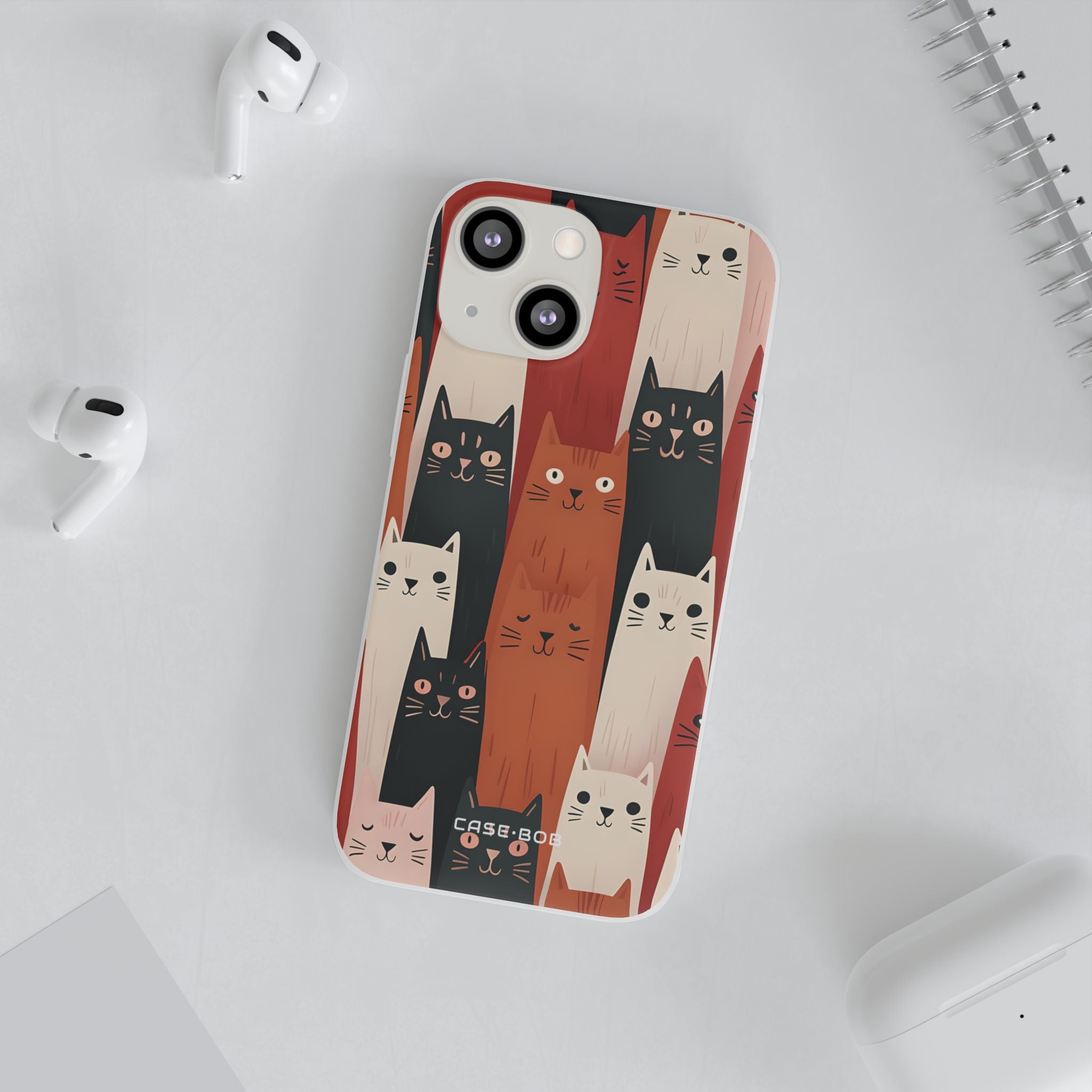 Elongated Cats Black iPhone 13 mini Case - Soft
