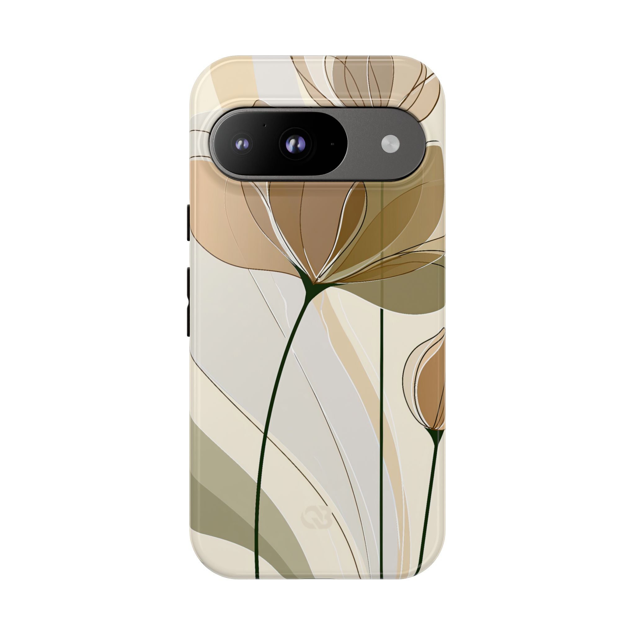 Beige Tough Phone Case for Google Pixel - Muted Ochre Petals