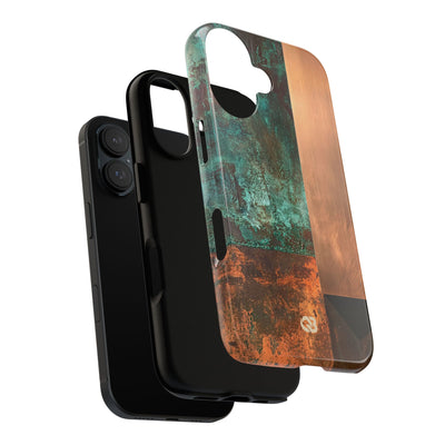Teal Tough Phone Case for iPhone - Verdigris Copper Slab
