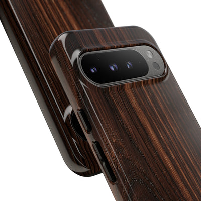 Brown Tough Phone Case for Google Pixel - Burnished Mahogany Grain