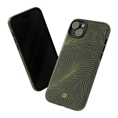 Green Tough Phone Case for iPhone - Dark Olive Plume